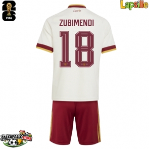 Espanja Martin Zubimendi #18 Vieraspaita Lapsille MM-kisat 2026 Lyhythihainen (+ shortsit)